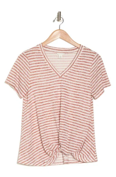 Caslon Twist Hem V-neck T-shirt In Pink