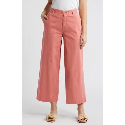 Caslon ® Ultra High Rise Wide Leg Twill Pants In Coral Rose Tea