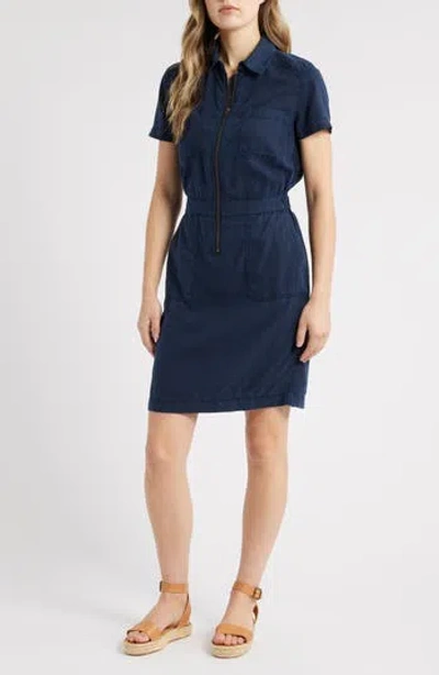 Caslon ® Utility Short Sleeve Zip Front Shirtdress