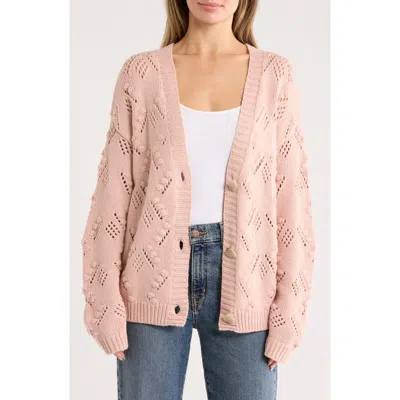 Caslon ® V-neck Bubble Stitch Cardigan In Pink