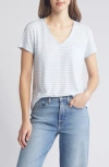 Caslon V-neck Short Sleeve Pocket T-shirt In Blue Marmara- White Stripe