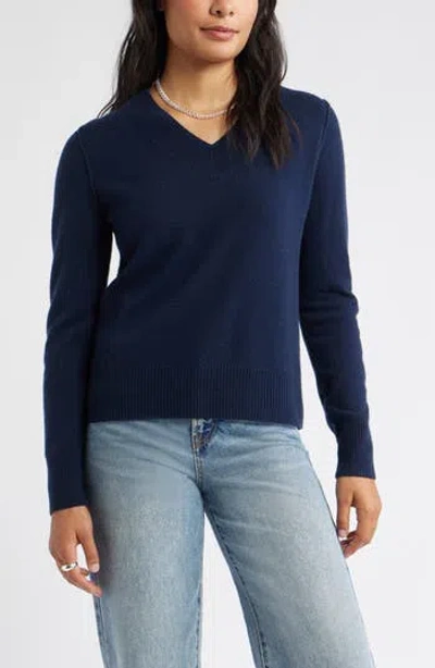 Caslon ® V-neck Wool & Cashmere Sweater In Blue
