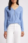 Caslon ® Waffle Knit Cotton Blend Henley Top In Blue Colony
