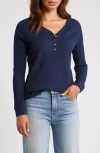 Caslon ® Waffle Knit Cotton Blend Henley Top In Navy Blazer