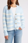 Caslon ® Weekend Cardigan In Blue- Ivory Cloud Cleo Stripe