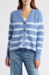 Caslon ® Weekend Cardigan In Blue Colony- Blue Cleo Stripe