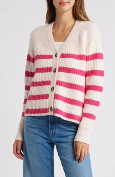 Caslon ® Weekend Cardigan In Peony Bud- Pink Stripe