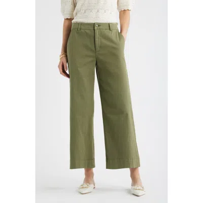 Caslon ® Wide Leg Cotton Stretch Twill Ankle Pants In Green