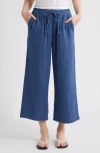 Caslon ® Wide Leg Crop Cotton Gauze Pants In Blue