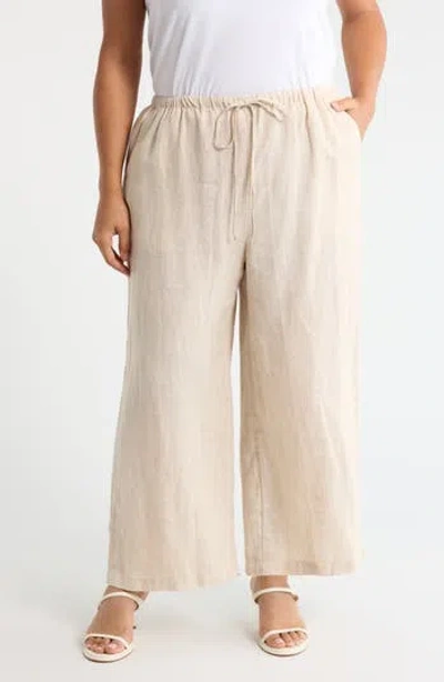 Caslon ® Wide Leg Crop Linen Pants In Black