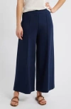 Caslon ® Wide Leg Crop Ponte Pants In Blue