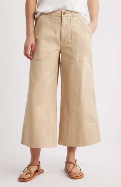 Caslon ® Wide Leg Crop Twill Pants In Brown