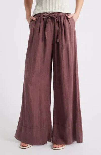 Caslon ® Wide Leg Linen Pants In Purple