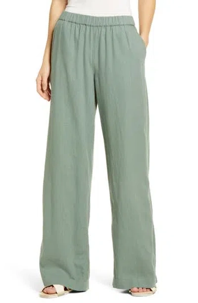 Caslon ® Wide Leg Pull-on Linen Blend Pants In Green Dune