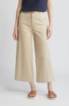 Caslon (r) Ultra High Rise Wide Leg Twill Pants In Tan Oxford