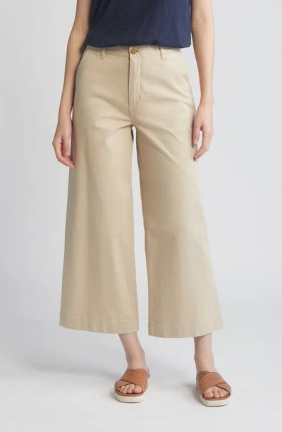 Caslon (r) Ultra High Rise Wide Leg Twill Pants In Tan Oxford