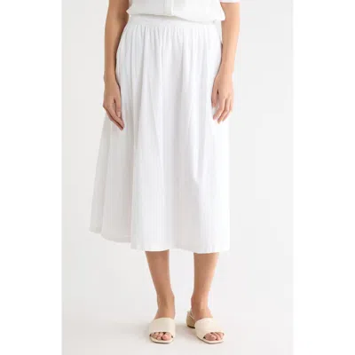 Caslon ® Yarn Dye Linen Blend Midi Skirt In White