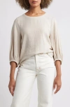 Caslonr Caslon(r) Balloon Sleeve Linen Blend Top In Flax