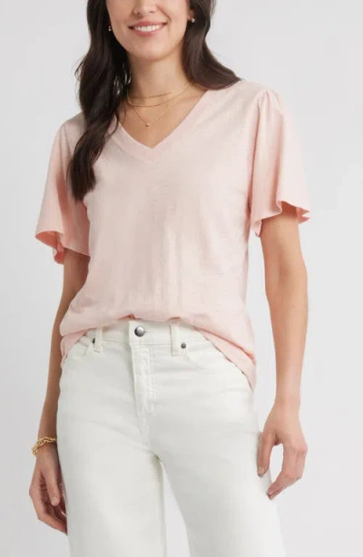 Caslonr Caslon(r) Bell Sleeve V-neck T-shirt In Pink