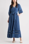 Caslonr Caslon(r) Belted Cotton Maxi Dress In Blue