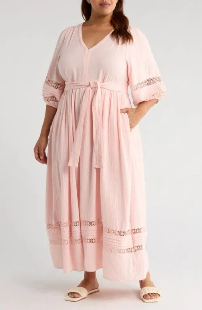 Caslonr Caslon(r) Belted Cotton Maxi Dress In Pink