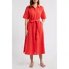 Caslonr Caslon(r) Belted Maxi Shirtdress In Red Bittersweet