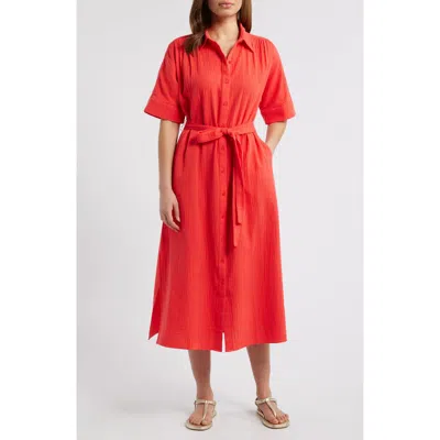 Caslonr Caslon(r) Belted Maxi Shirtdress In Red Bittersweet