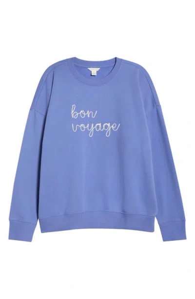 Caslonr Caslon(r) Bon Voyage Embroidered Fleece Sweatshirt In Purple