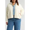 Caslonr Caslon(r) Brushed Fleece Jacket In Ivory Pristine