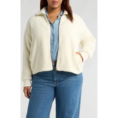 Caslonr Caslon(r) Brushed Fleece Jacket In Ivory Pristine