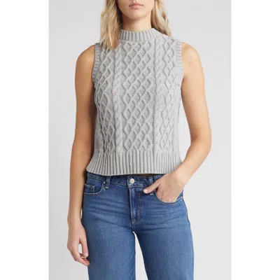 Caslonr Caslon(r) Cable Knit Pima Cotton Jumper Waistcoat In Grey Heather