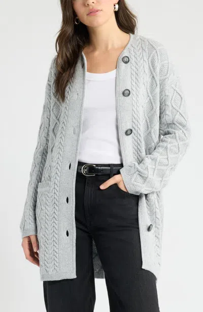 Caslonr Caslon(r) Cable Stitch Cardigan Sweater Jacket In Gray
