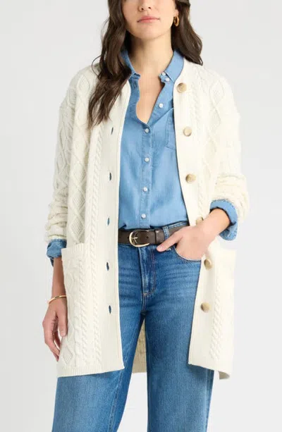 Caslonr Caslon(r) Cable Stitch Cardigan Sweater Jacket In White