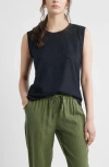 Caslonr Caslon(r) Cap Sleeve Linen Blend Top