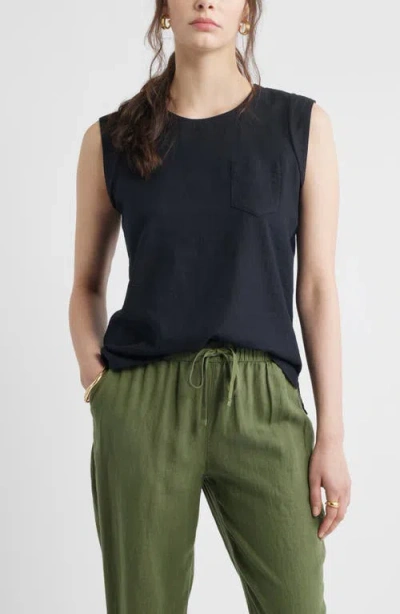 Caslonr Caslon(r) Cap Sleeve Linen Blend Top