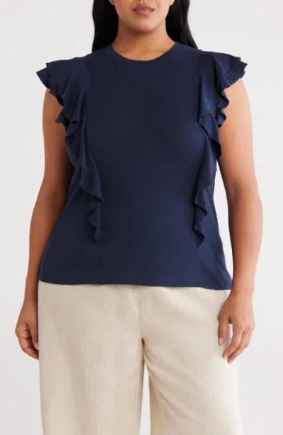 Caslonr Caslon(r) Cascade Ruffle Cotton Blend Top