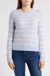 Caslonr Caslon(r) Cashmere Crewneck Sweater In Blue - Ivory Stacy Stripe