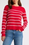 Caslonr Caslon(r) Cashmere Crewneck Sweater In Red Lychee- Pink Stacy Stripe