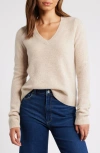 Caslonr Caslon(r) Cashmere V-neck Sweater In Beige Oatmeal Light Heather