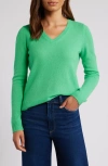 Caslonr Caslon(r) Cashmere V-neck Sweater In Green Bright