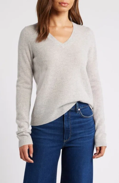 Caslonr Caslon(r) Cashmere V-neck Sweater In Grey Light Heather