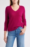 Caslonr Caslon(r) Cashmere V-neck Sweater In Pink Plumier