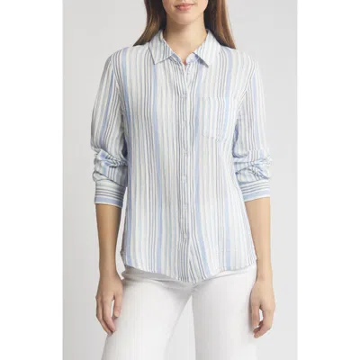 Caslonr Caslon(r) Casual Gauze Button-up Shirt In Ivory Cloud- Blue Vera Stripe
