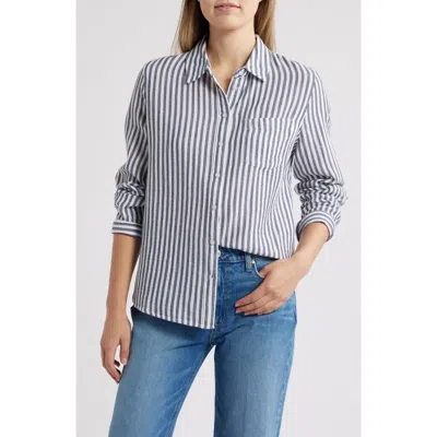 Caslonr Caslon(r) Casual Gauze Button-up Shirt In Navy- White Brianne Stripe