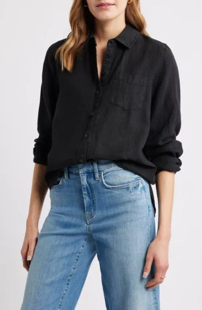 Caslonr Caslon(r) Casual Linen Button-up Shirt In Black