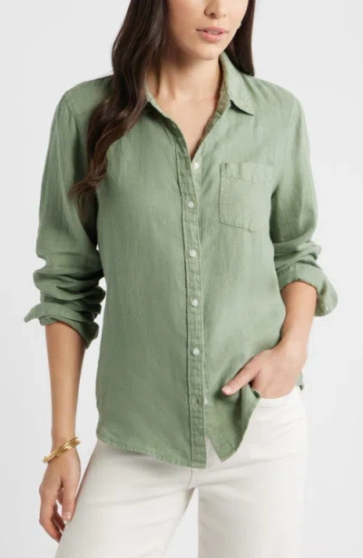 Caslonr Caslon(r) Casual Linen Button-up Shirt In Green