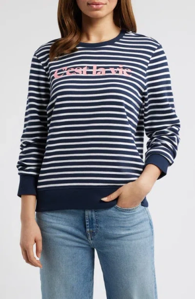 Caslonr Caslon(r) C'est La Vie Stripe Sweater In Navy- White Stripe