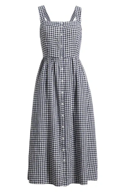 Caslonr Caslon(r) Checkered Button Front Midi Dress In Black