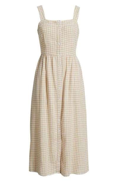Caslonr Caslon(r) Checkered Button Front Midi Dress In Neutral