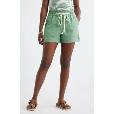 Caslonr Caslon(r) Cotton & Linen Blend Paperbag Waist Shorts In Green